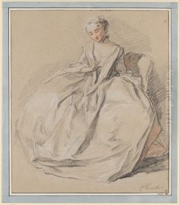 Young Lady Looking at Her Ring by Francois Boucher