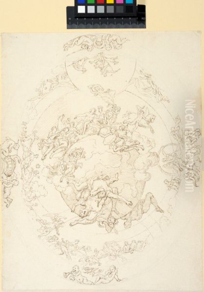 Drawing for a Ceiling. For the Palais de Justice in Lyon? - view 1