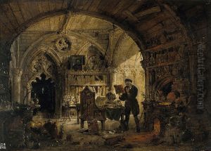 An alchemist in his laboratory. by James Nasmyth