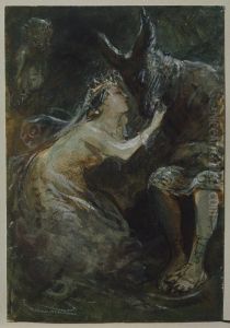 Ur "En midsommarnattsdrom" av Shakespeare. Titania smeker Bottom som fatt ett asnehuvud by Egron Lundgren