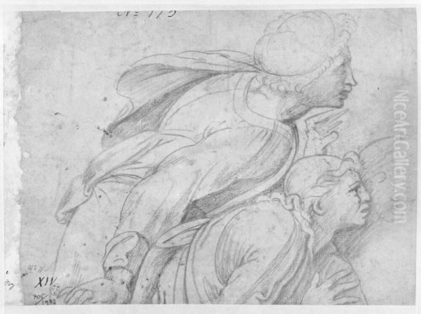Two Figures in Profile, Facing Right - view 1