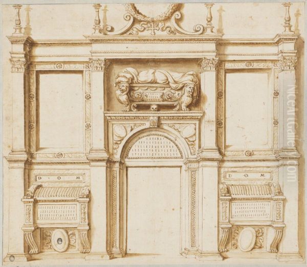 Entrance Wall of a Church with Three Tombs - view 1
