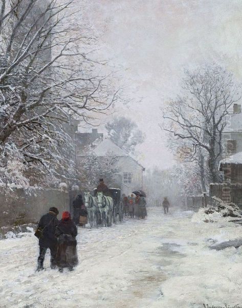 View of a street on the outskirts of Munich, winter. - view 1