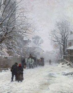 View of a street on the outskirts of Munich, winter. View of a street on the outskirts of Munich, winter.