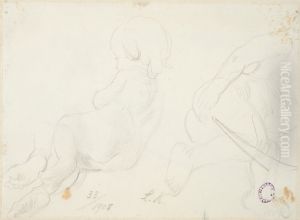 Tva studier av liggande barn by Carl Larsson