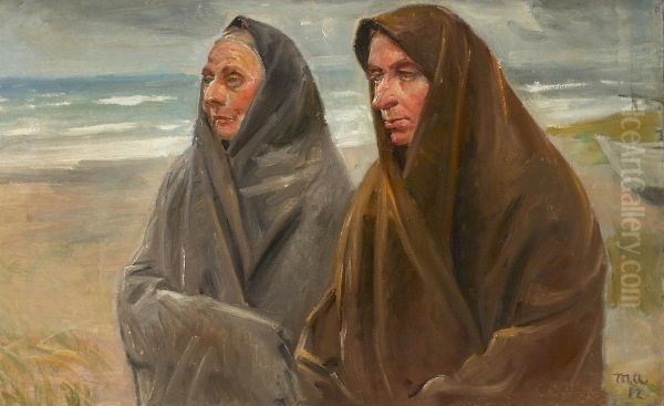 Two wives of fishermen on the beach. - view 1