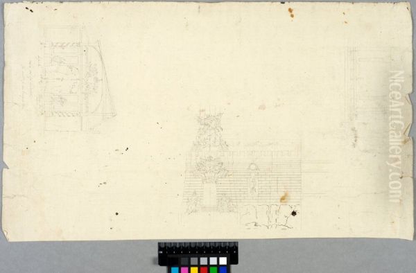 Draft for Festive Decoration in front of the Wrangel Palace in Stockholm. Also a section of a room with an alchove - view 1