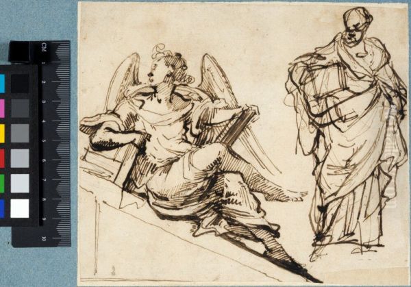 Seated Angel and a Standing Man - view 1
