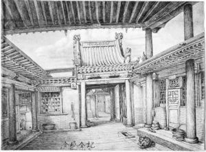 Det inre av ett kopmanshus i staden Maimatschin, Mongoliet Det inre av ett kopmanshus i staden Maimatschin, Mongoliet