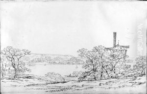 Waldemarsudde. Vy av segelleden in till Stockholm med Djurgarden i forgrunden. Skissbok by Carl Johan Fahlcrantz