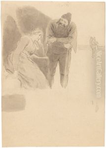 Sketch for Illustration, Njal's Saga by August Malmstrom