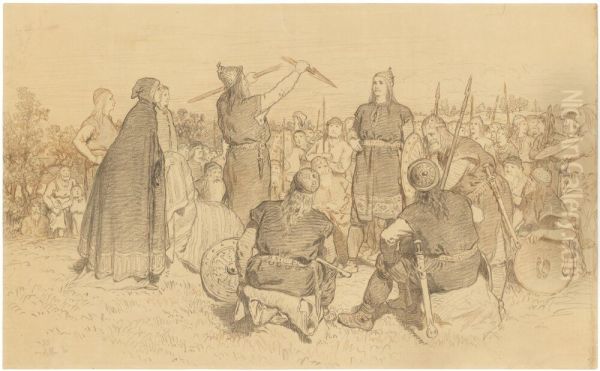 Illustration. Scene from the Thing, The Saga of Ragnar Lothbrok and his Sons - view 1