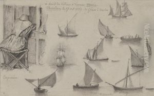 Segelbatar tecknade fran Maria-Christina mellan Genua och Neapel. Sittande kapucinermunk Segelbatar tecknade fran Maria-Christina mellan Genua och Neapel. Sittande kapucinermunk