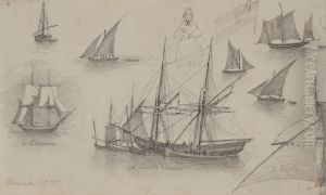 Olika battyper fran Livorno, Civita Veccia, Neapel by Carl Johan Billmark
