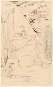 Frithiof and Ingeborg at the Temple of Balder by Ernst Josephson