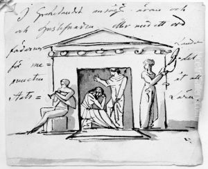 I Grekelandet ansags aran [...]. Skissbok "Ett litet politiskt vark, 6 blad by Carl August Ehrensvard