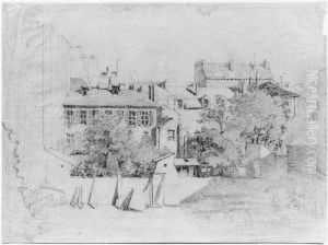 Gardsbild. Konstnarens gard i Dusseldorf by August Jernberg