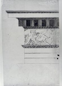 Ritning till arkitrav och fris by Carl August Ehrensvard