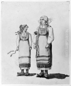 Studie av draktskicket hos bondkvinnor i Skane by Carl August Ehrensvard