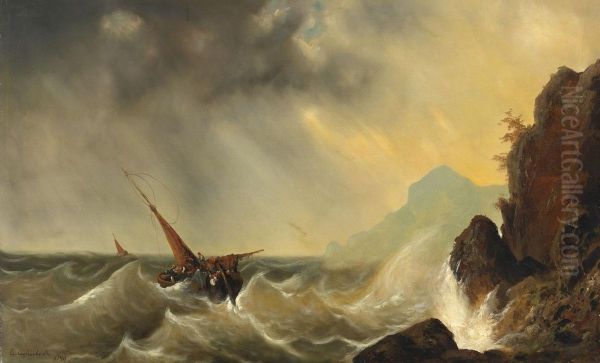 Ship in stormy sea - view 1