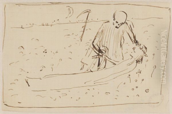 The Death and the Girl. The Skeleton Man Leaning over the Girl - view 1