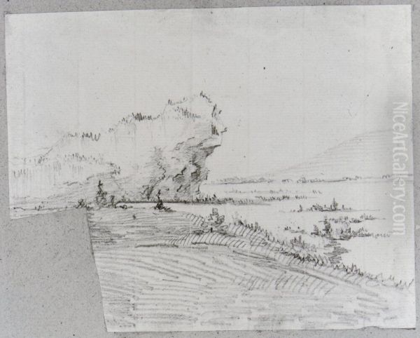 Landskap med sjo och klippa - view 1