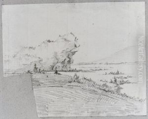 Landskap med sjo och klippa by Carl August Ehrensvard