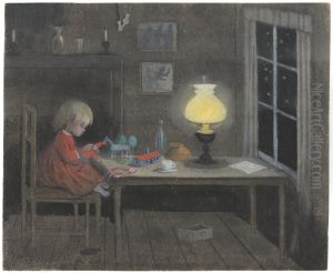 Baby Girl with Toys by Ivar Arosenius