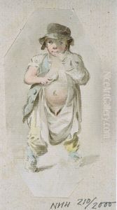 Liten gosse med bredbrattad hatt och nedhasade byxor by Johan Fredric Martin