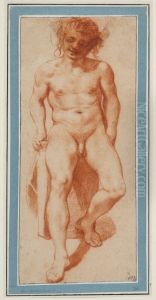 Nude Youth Seated on a Crate Viewed from Front by Pietro Faccini