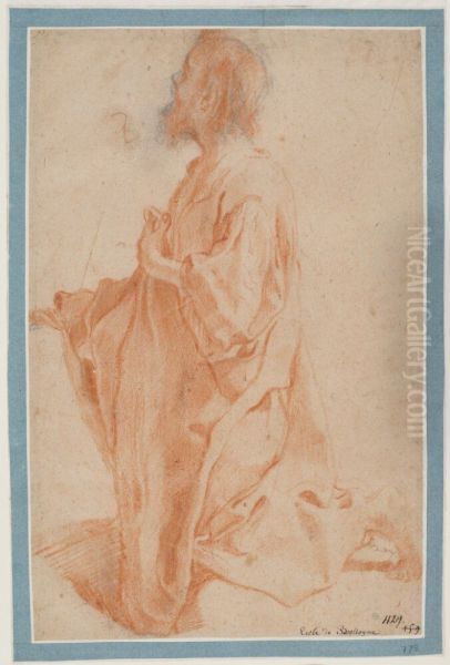 Kneeling Bearded Man in Long Robe - view 1