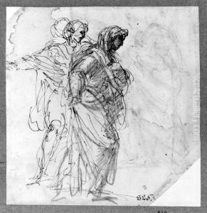Study of Two Female Figures by Annibale Carracci