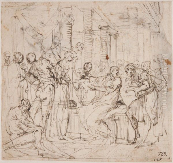 Study for Christ and the Woman Taken in Adultery - view 1