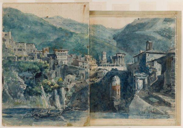 View of Tivoli with the Cascade and the Temple of the Sibyl - view 1