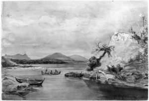 Ovre Edsforsen. Skissbok "Reseminnen fran Norrland 1858" by Fritz Von Dardel