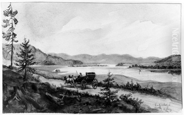 Tafvelsjo. Skissbok "Reseminnen fran Norrland 1858" - view 1