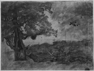 Landskap med skadad ek by Carl Fredrik Hill