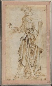 Draped man in benedictory pose by Ridolfo del Ghirlandaio