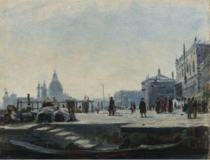 View Of The Riva Degli Schiavoni, Venice, Looking West Towards Thepalazzo Ducale And The Punta Della Dogana by Ercole Calvi