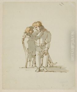 Soldat som sitter i kna hos en annan soldat by Per Otto Adelborg