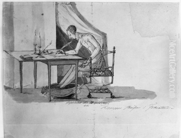 The king writing while bathing his feet - view 1