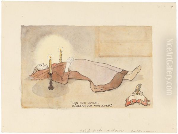 Design for a print illustrating "The Wonderful Adventure of Nils Holgersson" by Selma Lagerlof - view 1