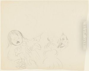Lillan med dockor by Ivar Arosenius