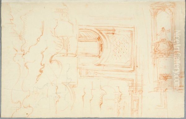 Studies for the Royal Chapel, Stockholm. Wall elevations and profiles - view 1