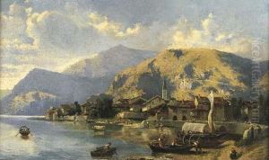 Paese Sul Lago Di Como by Ercole Calvi
