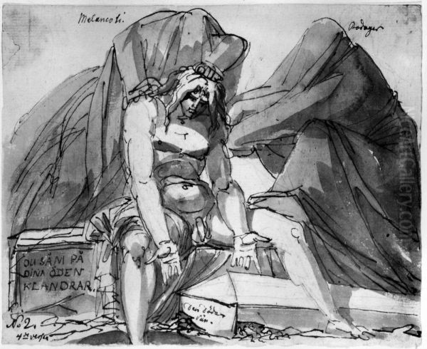 Illustration till visan "Pa lifvets modosamma strat" Fjarde versen 2. "Du sam pa dina oden klandrar" - view 1
