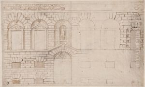 The Facade of Giulio Romano's House in Mantua by Giulio Romano (Orbetto)
