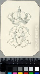 Ex-libris for Adolph Frederick, Mirror Monogram beneath a Crown