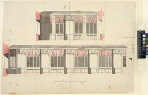 Uppsala University Library at Gustavianum. Wall elevations of the southern library room