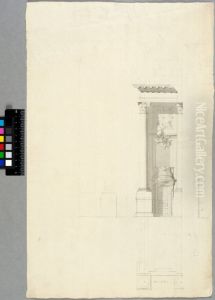 Draft for the south side of the choir wall of the Royal Chapel, Stockholm. Elevation and plan by Carl Harleman
